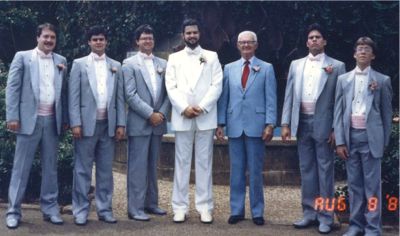 Kevin with his father and groomsmen
